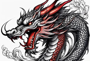 japanese dragon with red highlights tattoo idea