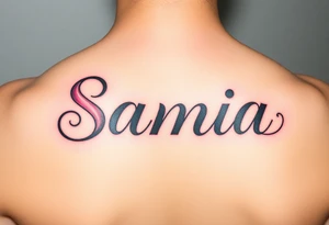 The name Samia. With a breast cancer (in pink) ribbon flowing off the a. tattoo idea