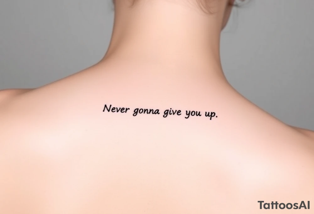 Young Rick Astley Meme Dance and Never Gonna Give You Up text tattoo idea