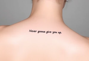 Young Rick Astley Meme Dance and Never Gonna Give You Up text tattoo idea