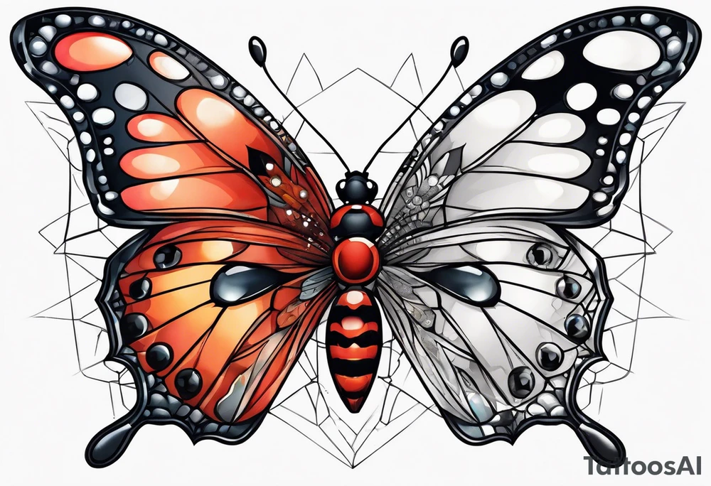 Half Butterfly and half ladybug tattoo idea