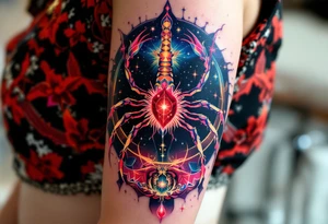 The ruby-bright heart of Antares pulses from Scorpius star constellation, the sky's crimson-clad arachnid warrior. tattoo idea
