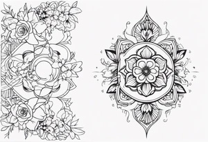 Cybersigilism mixed with floral design tattoo idea