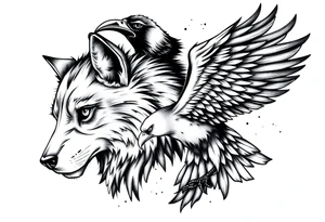 wolf, crow, eagle tattoo tattoo idea