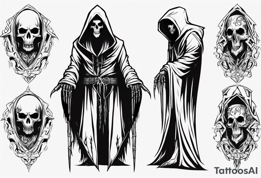 Upper half of a hooded reaper with no weapon tattoo idea