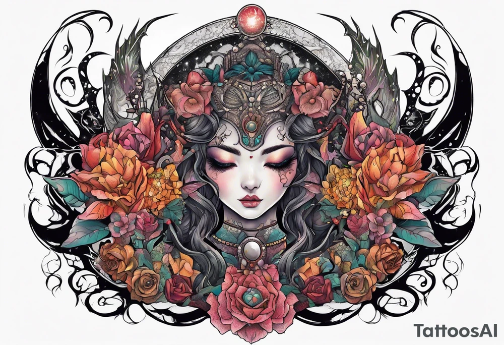 Beautiful Eldridge horror creature, astrology thigh tattoo tattoo idea