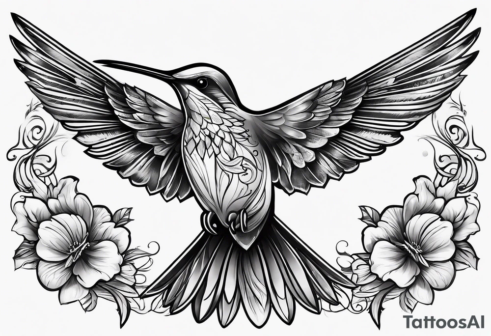 death in a shape of a humming bird tattoo idea