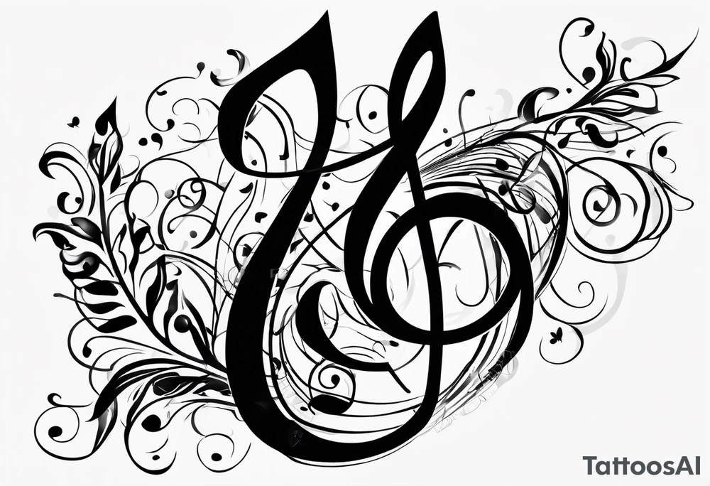 Musical notes depicting the letters R and L tattoo idea