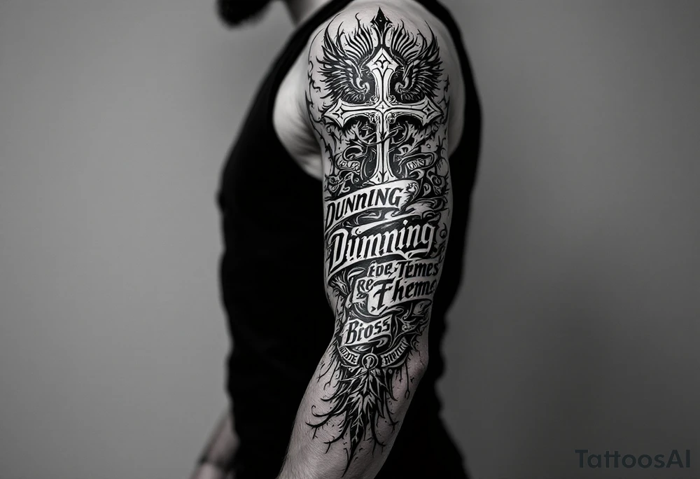 Dunning, Romanian theme,cross,tribal patterns, bird wings tattoo idea