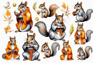 a grey squirrel dressed as a monk tattoo idea
