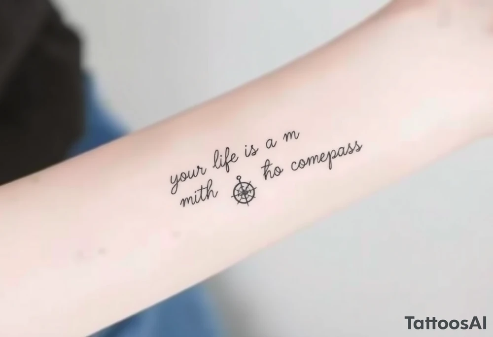 ‘Your life is a map with no compass’. With a small compass symbol tattoo idea