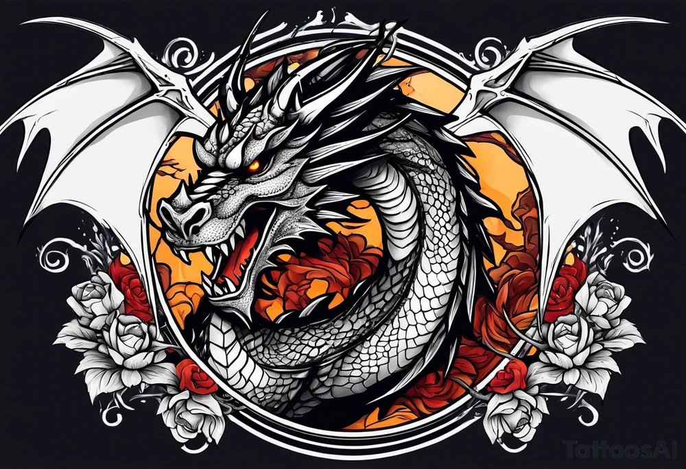 Dragon with reaper skull tattoo idea