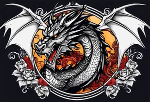 Dragon with reaper skull tattoo idea