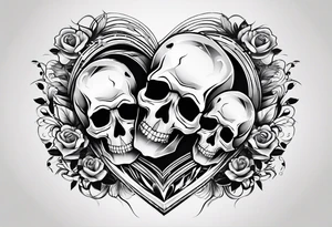 Solid thick lines.
Broken heart with skull.
Respect, honesty 
Not to much detail tattoo idea