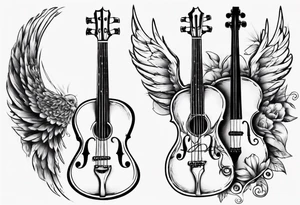 ACOUSTIC GUITAR AND VIOLIN WITH WINGS tattoo idea