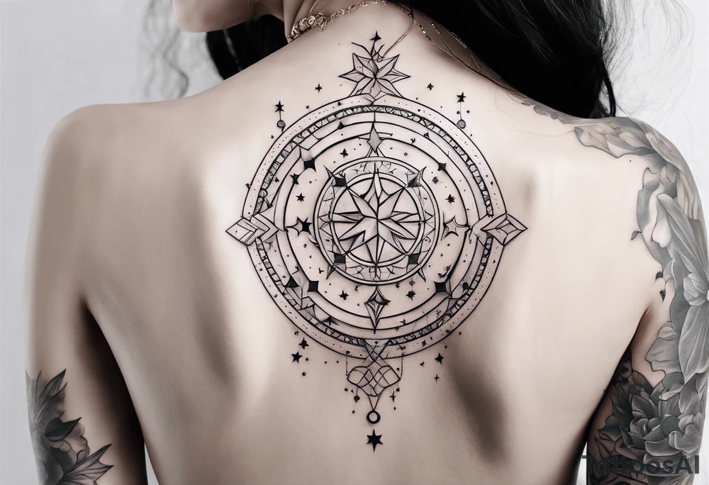 Design a tattoo featuring constellations arranged to form religious symbols, connecting the celestial realm with your faith. tattoo idea