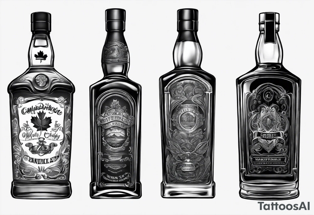 Canadian whiskey bottle tattoo idea
