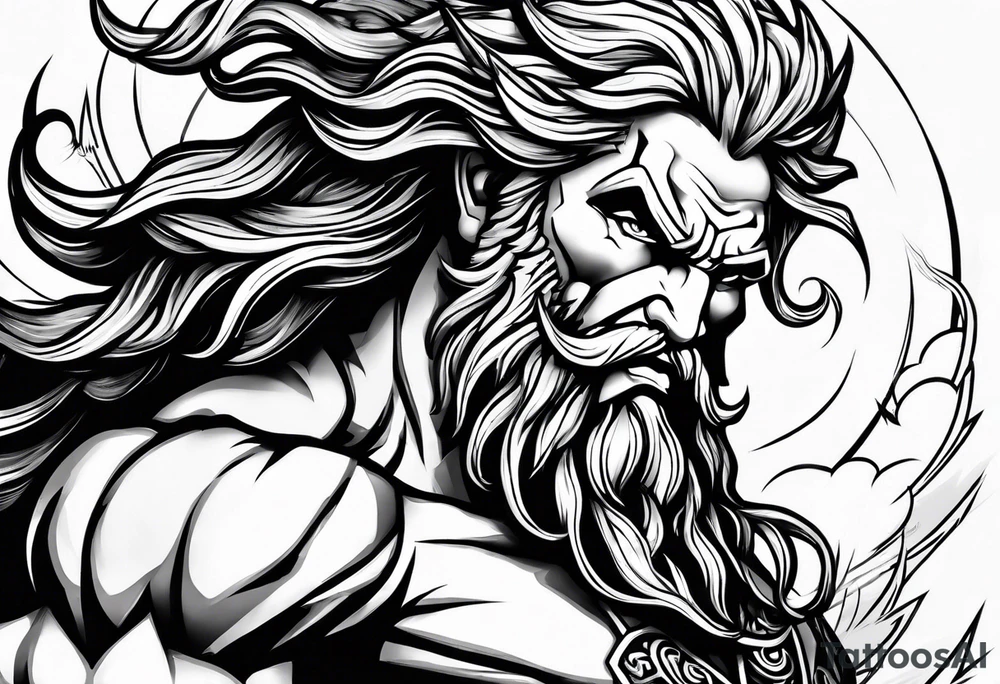 Masculine 
Zeus with thunder bolts tattoo idea