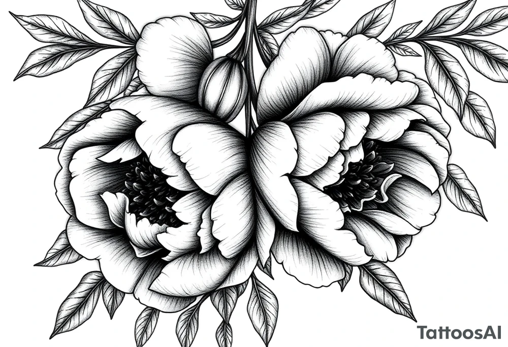 ornaments of peonies tattoo idea