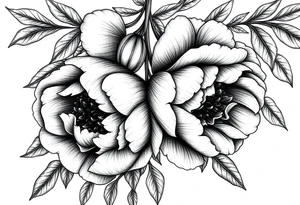 ornaments of peonies tattoo idea
