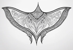 Tattoo sketch of manta ray from a sacred ornament with a small number of details, Polynesian tattoo design , without thick lines and dark spots, while maintaining the shape of Manta Ray tattoo idea