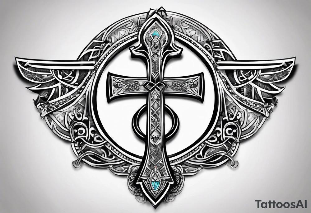 ankh mixed with Libra Zodiac Sign tattoo idea