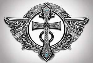 ankh mixed with Libra Zodiac Sign tattoo idea