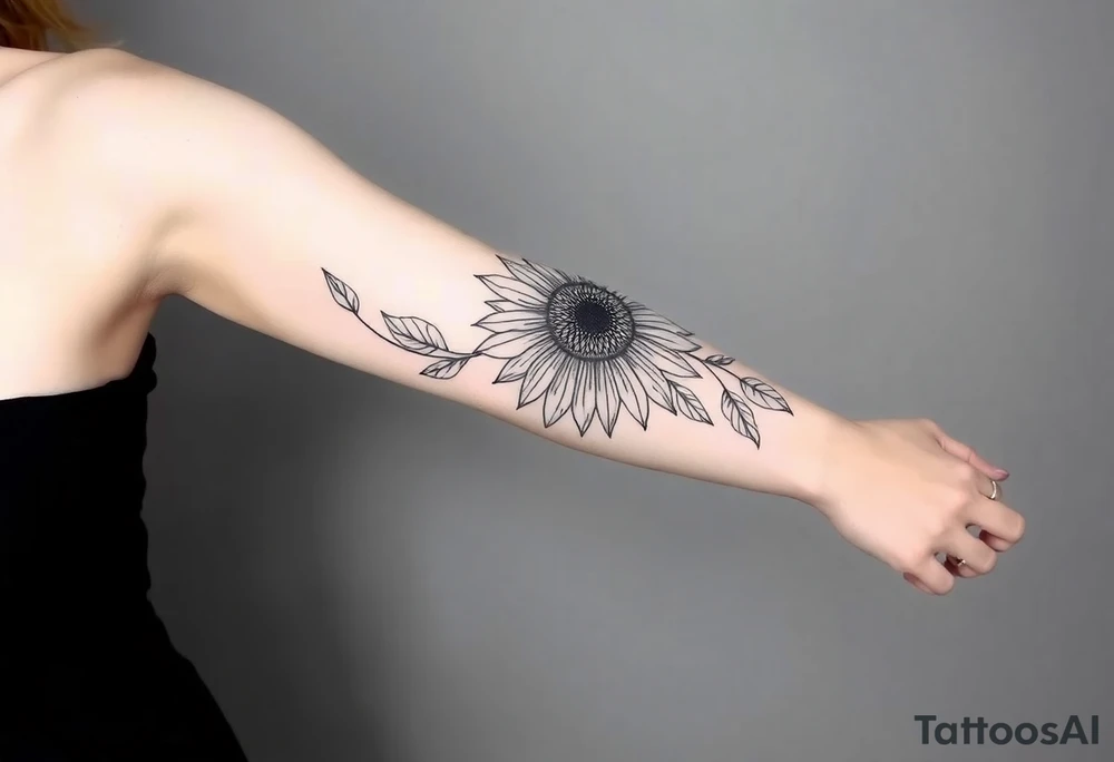 Half sun half sunflower tattoo idea