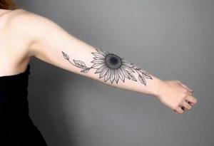 Half sun half sunflower tattoo idea