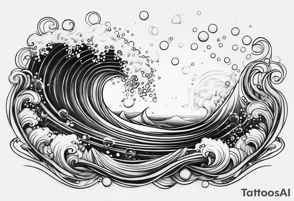 ocean waves bubbles tattoo idea