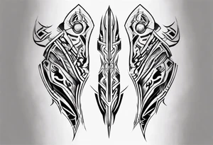 Futuristic leg armor tattoo idea