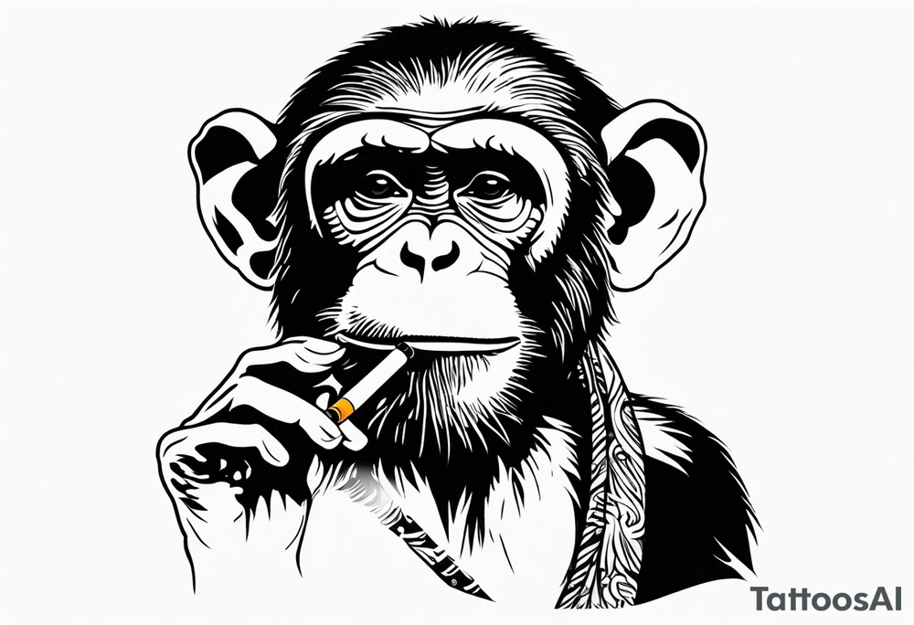 simple picture of a monkey smoking a cigarette, plain and simple smoking a cigarette tattoo idea