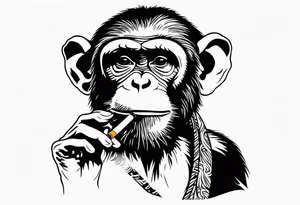 simple picture of a monkey smoking a cigarette, plain and simple smoking a cigarette tattoo idea