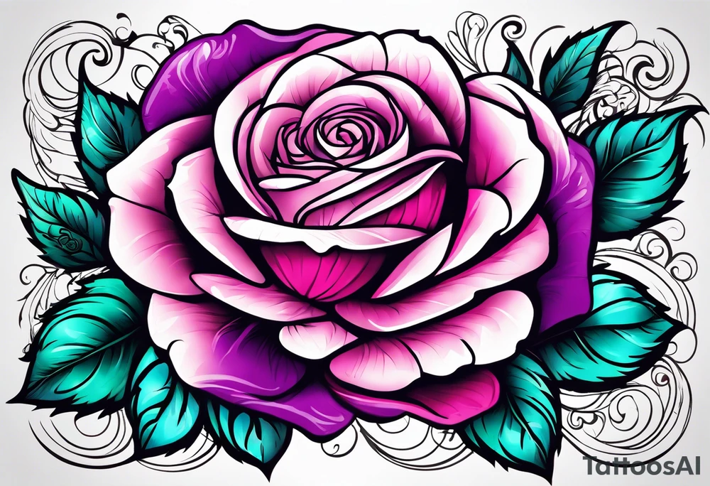 05/22/50 Dad 06/07/14, roses, teal, pink, purple tattoo idea