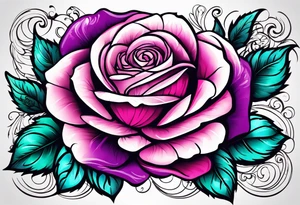 05/22/50 Dad 06/07/14, roses, teal, pink, purple tattoo idea