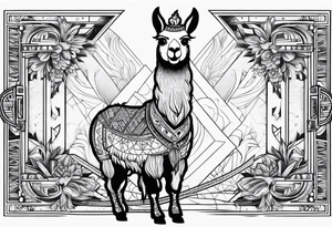 Cool llama playing bass guitar tattoo idea