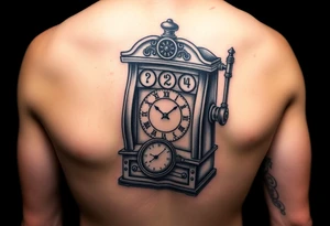 Slot machine with pocket watch and compass tattoo idea
