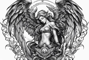 American guardian angel and demon angel fusing together tattoo idea