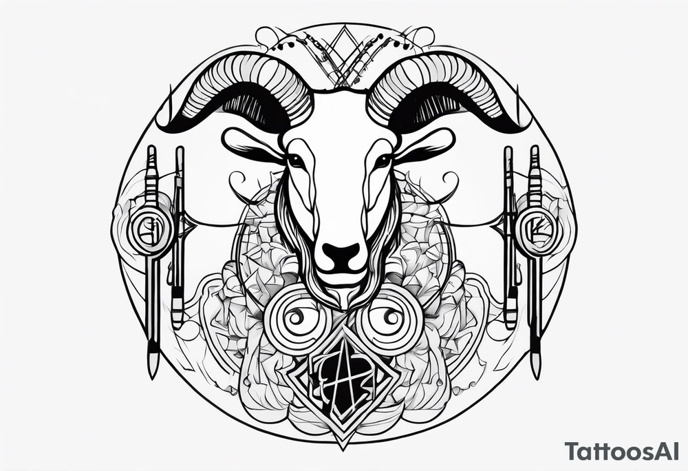 MUSIC LIFE FAMILY ARIES tattoo idea