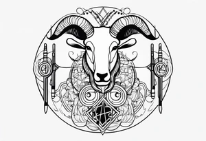 MUSIC LIFE FAMILY ARIES tattoo idea