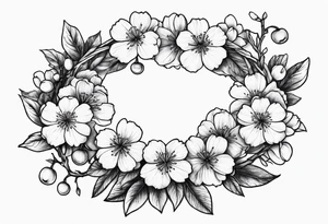 Wreath of cherry blossoms tattoo idea