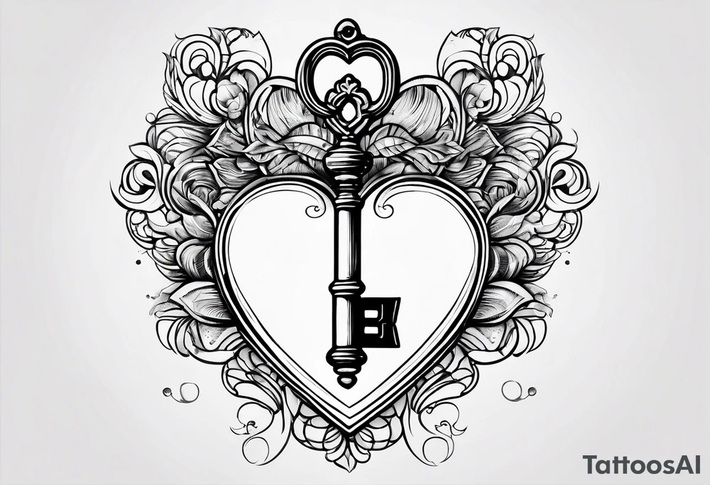 Heart shaped antique key tattoo idea