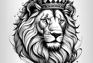 Chess king piece with lion on its crown tattoo idea