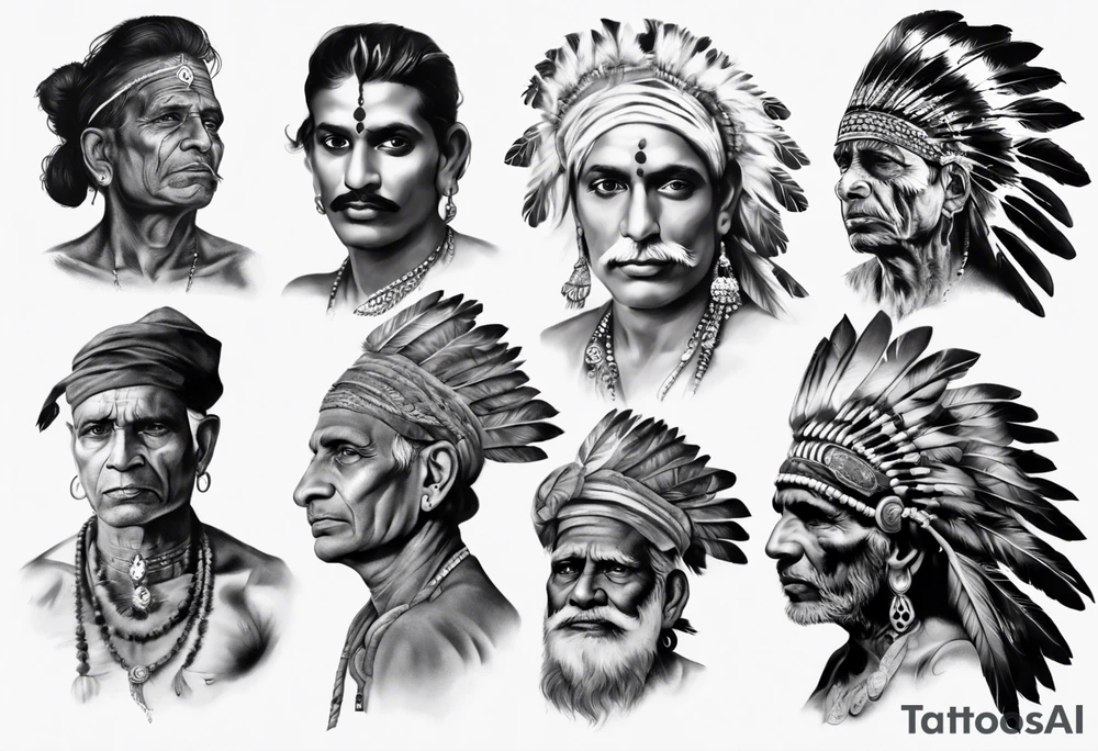 indian  man photorealism tattoo idea