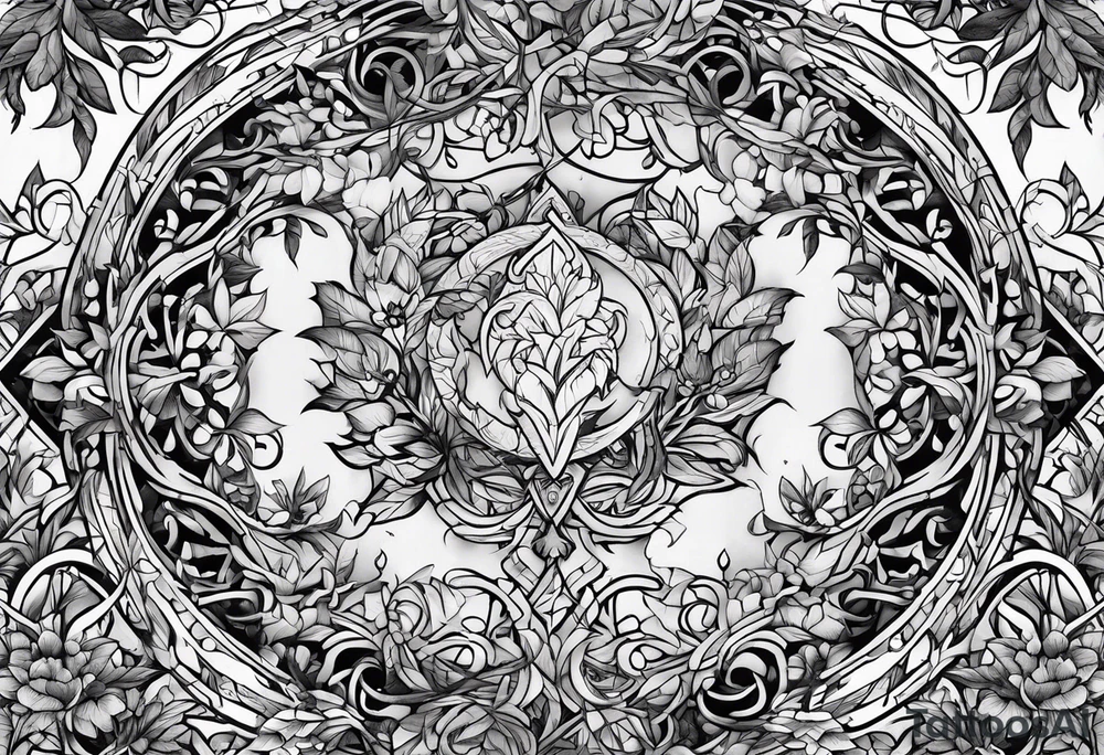 A broken sword that is in the ground and entangles with vines tattoo idea A broken sword that is in the ground and entangles with vines tattoo idea