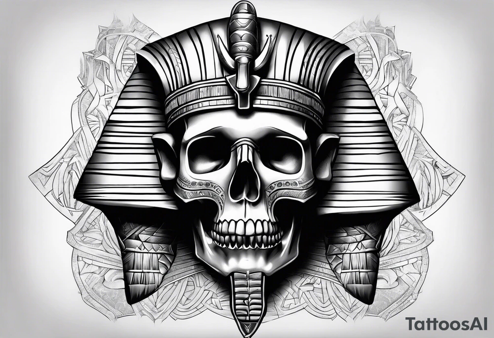 pharaoh skull realistic tattoo idea