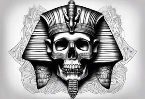 pharaoh skull realistic tattoo idea