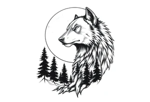 werewolf,moon,forest. tattoo idea