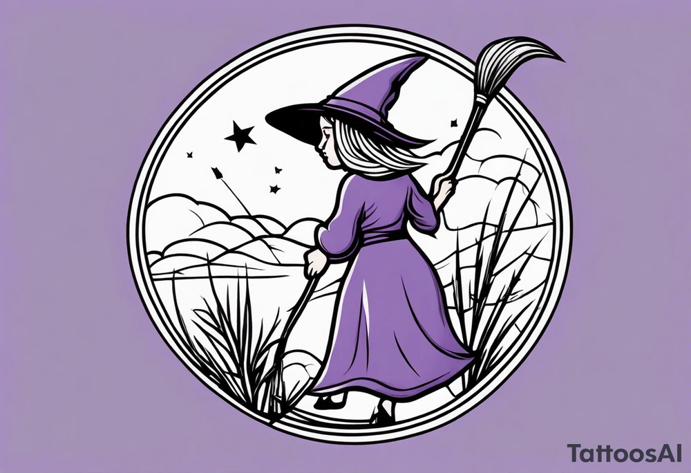 Lavender, witch, broom, tattoo idea