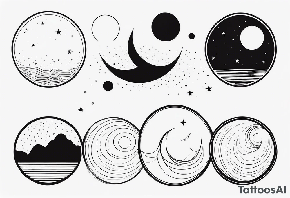 A series of moons in different phases tattoo idea